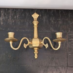VINTAGE Brass Wall Sconce Candle Holder for 2 Tapered Candles